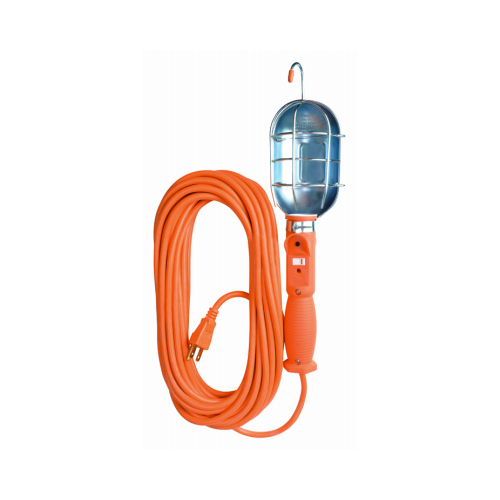 SOUTHWIRE/COLEMAN CABLE 692ME Trouble Work Light, Metal Guard & Outlet, 75-Watts, Orange, 50-Ft.