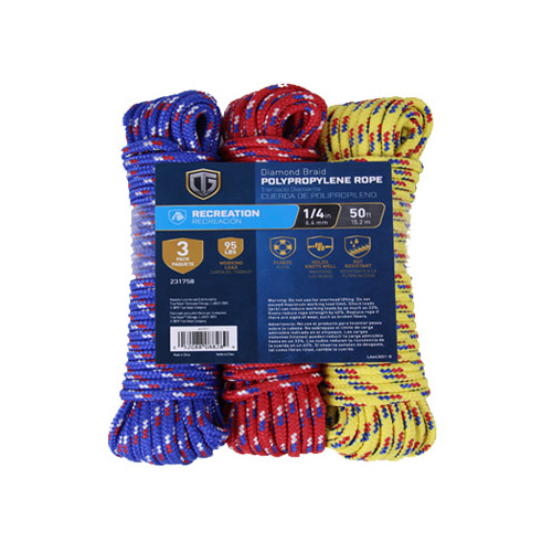 Braided Rope, 1/4 In. x 50 Ft - pack of 3