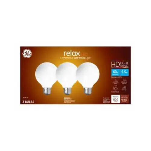 LED Light Bulbs, White Soft White, 5.5-Watts, 500 Lumens - pack of 3