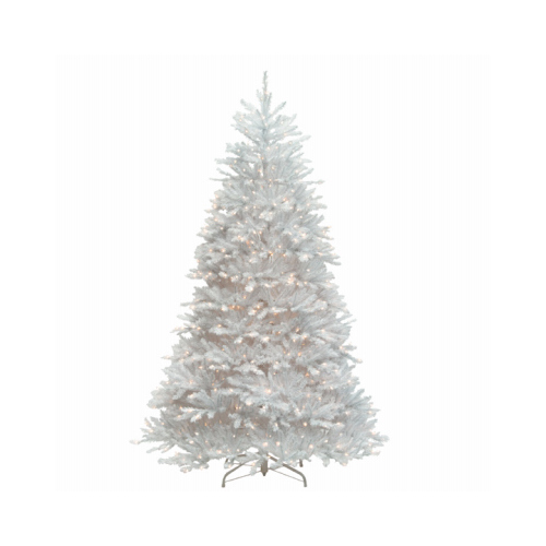 NATIONAL TREE CO-IMPORT TDUWH-70LO Artificial Pre-Lit Christmas Tree, 500 Clear Lights, Dunhill White Fir, PVC, 7-Ft.