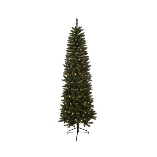PULEO ASIA LIMITED 277-JSGP75C4 Artificial Pre-Lit Christmas Tree, Pencil Slim Jasper Fir, 400 Clear Lights, 7.5-Ft.