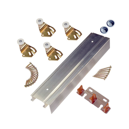 L.E. Johnson 2200F481 2 Door Bypass Track Hardware, Aluminum, 48In.
