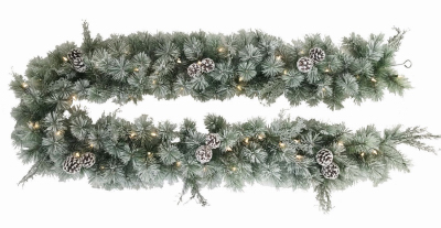 SHADLOO INDUSTRIAL CO LTD 28-YCY653 Christmas Garland, Flocked, 50 LED Lights, 9-Ft.