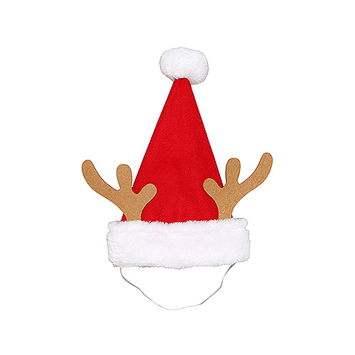 Holiday Pet Hat With Antlers, Red & White, 10-In.