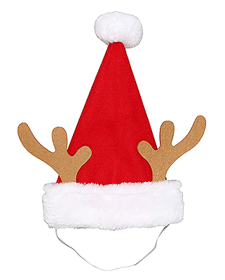 DYNO SEASONAL SOLUTIONS 0409015-1CC Holiday Pet Hat With Antlers, Red & White, 10-In.