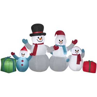 Gemmy 11176 Christmas Inflatable Winter Snowman Family Scene, 9 x 4-Ft.