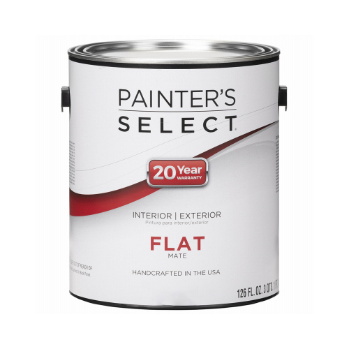 Acrylic Latex Paint, Interior/Exterior, Pastel Base Flat, Tintable White, 1-Gallon