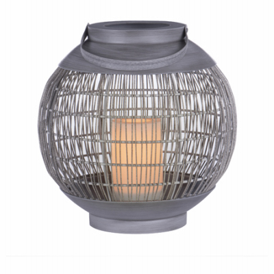 RIMPORTS LLC GL43864 Gray Basket Lantern, LED Candle, 11.5-In.