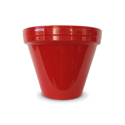 CERAMO PCSBX-8-R Flower Pot, Red Ceramic, 8.5 x 7.5-In.