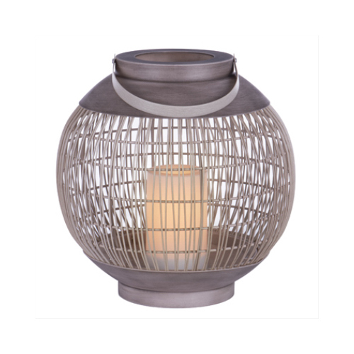 RIMPORTS LLC GL40473 Sand Oval Lantern, LED Candle, 11.5-In.