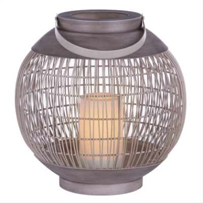 RIMPORTS LLC GL40473 Sand Oval Lantern, LED Candle, 11.5-In.