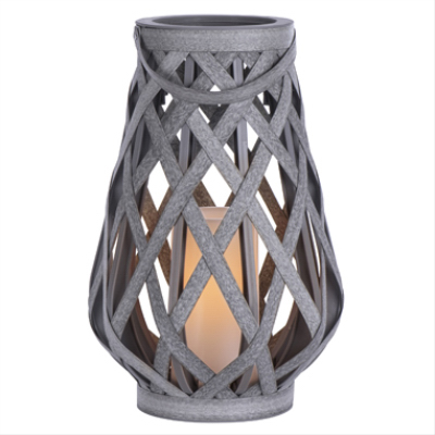 RIMPORTS LLC GL40467 Rattan Criss-Cross Lantern, LED Candle, 17.5-In.