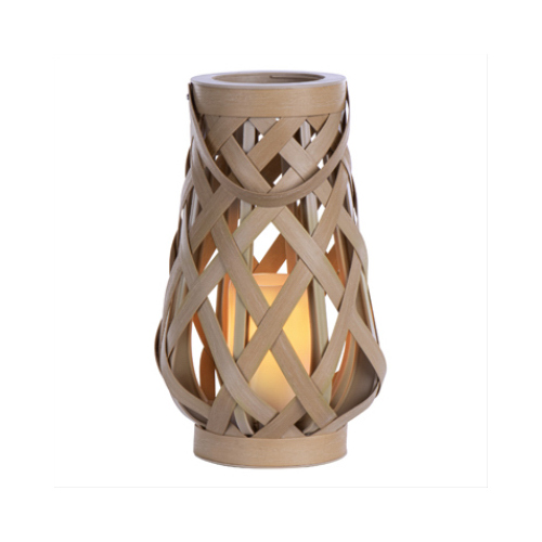 Pear-Shape Criss-Cross Lantern, LED Candle, 10.5-In.