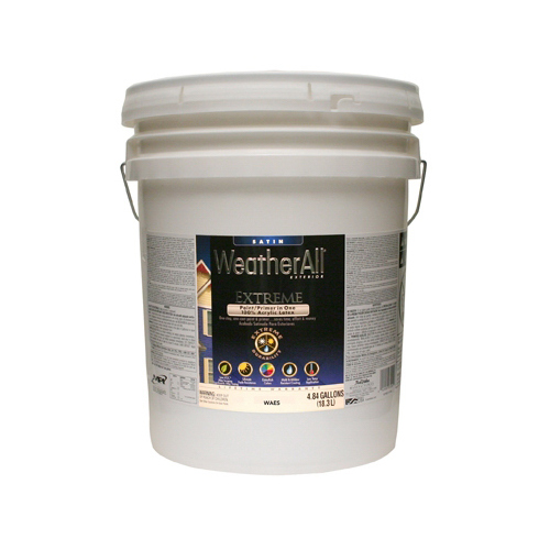 Platinum WeatherAll Extreme Exterior Paint/Primer In One, White Satin Acrylic, 5-Gallons