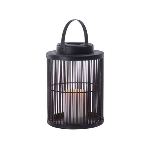 RIMPORTS LLC GL43904 Solar Rattan Basket Lantern, Metal/Resin, LED Candle, 10-In.
