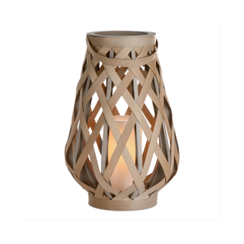 Pear-Shape Criss-Cross Lantern, LED Candle, 17.5-In.