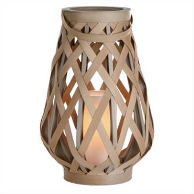 RIMPORTS LLC GL43862 Pear-Shape Criss-Cross Lantern, LED Candle, 17.5-In.