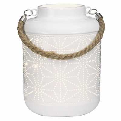 RIMPORTS LLC GL39075 Starburst Lantern, LED Candle Light, White, 7-In.