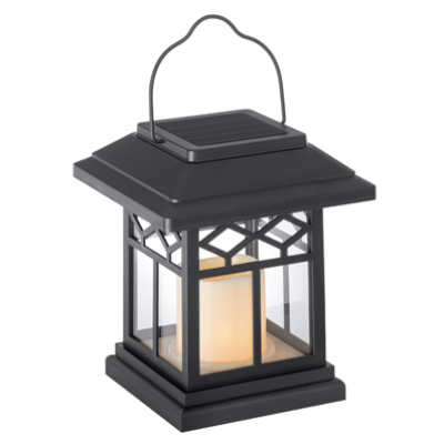 RIMPORTS LLC GL44258 Solar Lantern, Black, LED Candle, 6.3-In.