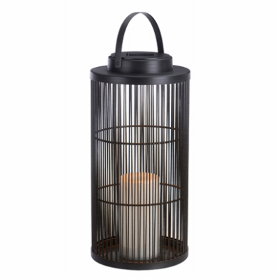 RIMPORTS LLC GL43905 Solar Rattan Basket Lantern, Metal/Resin, LED Candle, 15-In.