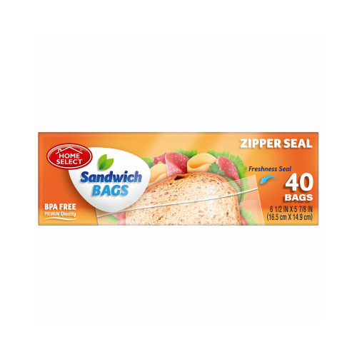 Sandwich Bags, Zipper Seal, 40-Ct.