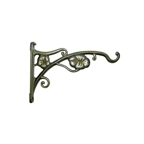 Plant Bracket, Hanging, Antique Gold Aluminum, 9-In.