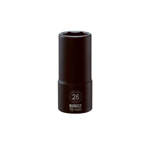 Impact Socket, 26 mm Socket, 3/4 in Drive, 6-Point, CR-440 Steel, Black Oxide