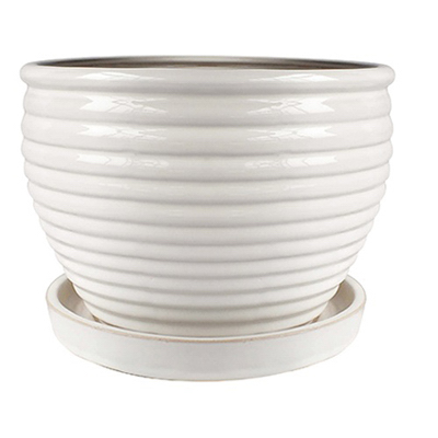 Trendspot CR10479-08W Honey Planter, Cream White Glazed Ceramic, 9-In.