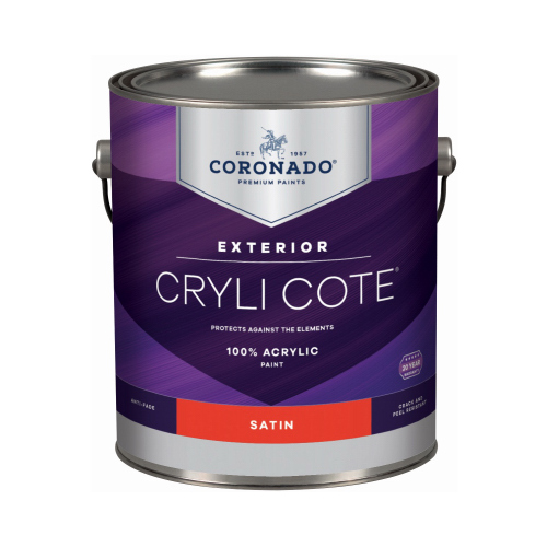 Cryli-Cote Exterior Paint, White, Satin Tintable, Gallon