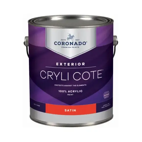 Cryli-Cote Exterior Acrylic House Paint, Satin, Tintable White, Gallon