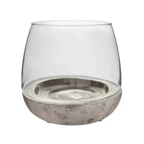 Cement/Glass Terrarium, 6.75-In. x 6-In.