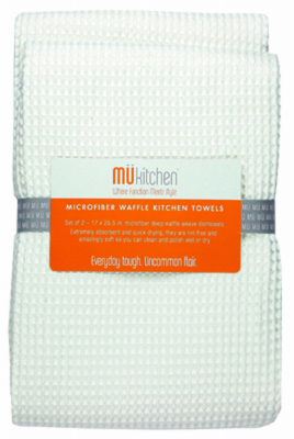 Mu Kitchen 6648-0901 Microfiber Dish Towels, White, 17 x 25-In Pair