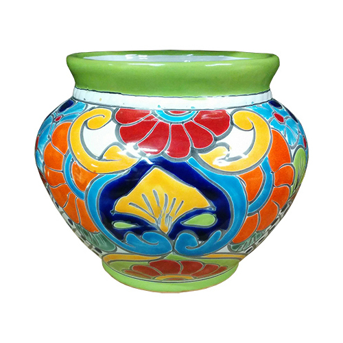 Avera Products APG112085 Ceramic Planter, Trenza, Double-Fired, Hand-Painted, 8.5-In.