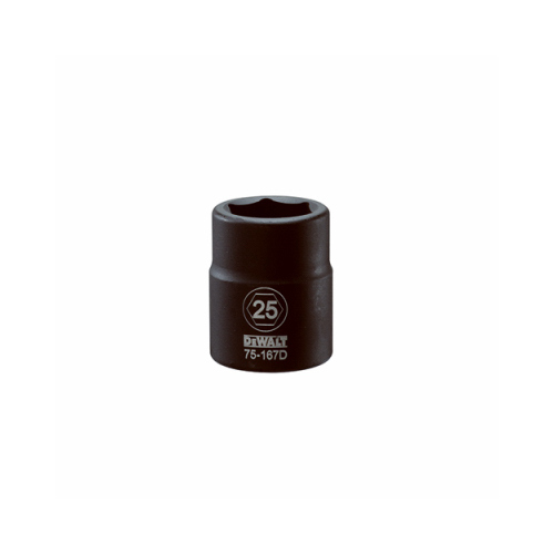 Impact Socket, 25 mm Socket, 3/4 in Drive, 6-Point, CR-440 Steel, Black Oxide