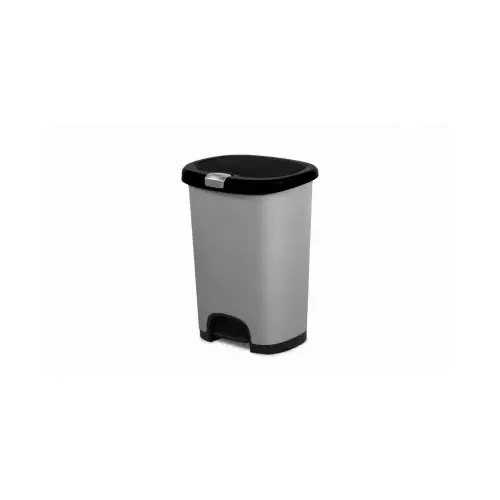 HMS MFG HFT-2266083075450-4 Step Trash Can, Silver With Decorative Texture, 12.8-Gallons