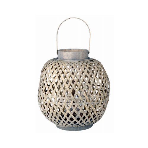 A & B HOME D42181 Wood Lattice Lantern, Oval, 13 x 14-In.