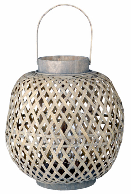 A & B HOME D42181 Wood Lattice Lantern, Oval, 13 x 14-In.