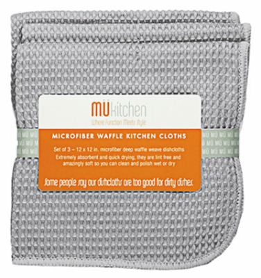 Mu Kitchen 6638-1629 Microfiber Dishcloths, Storm Gray, 12 x 12-In  pack of 3