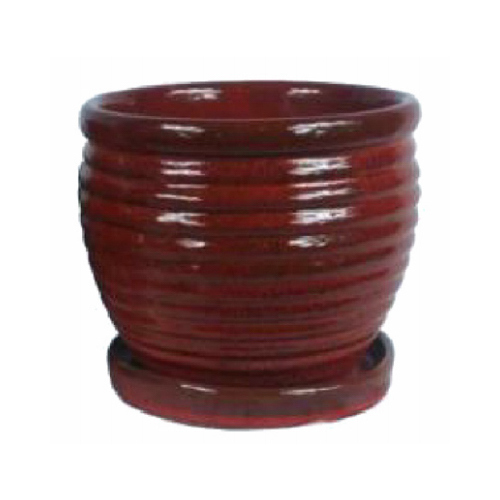Trendspot CR10479-05D Honey Jar Planter, Red Ceramic, 6-In.