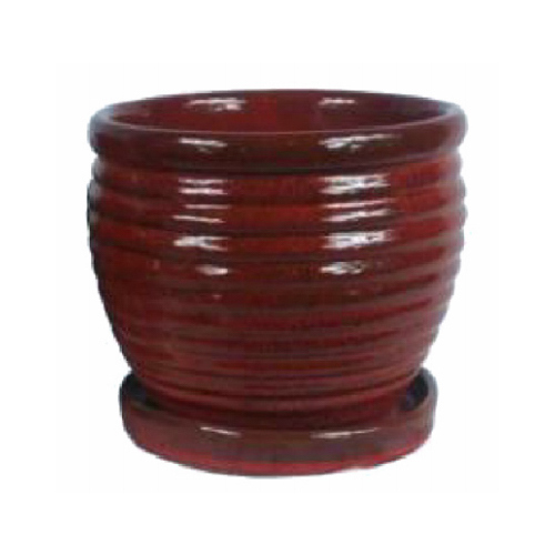 Honey Jar Planter, Red Ceramic, 6-In.