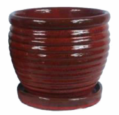 Trendspot CR10479-05D Honey Jar Planter, Red Ceramic, 6-In.