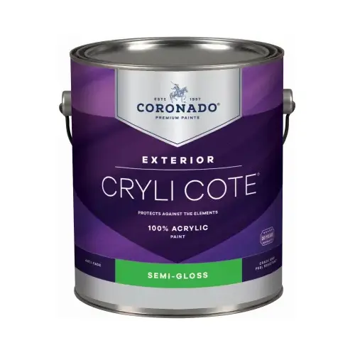 Cryli-Cote Exterior Acrylic House Paint, Semi Gloss, Tintable White, Gallon