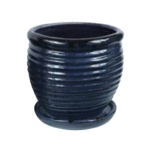 Honey Jar Planter, Drip Blue Ceramic, 9-In. - pack of 2