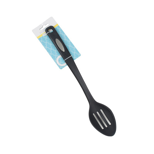 Slotted Spoon, Black Plastic, 13.8-In.