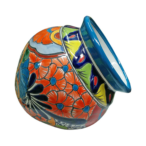 Ceramic Planter, Cuban, Hand-Painted, Double-Fired, 8-In.