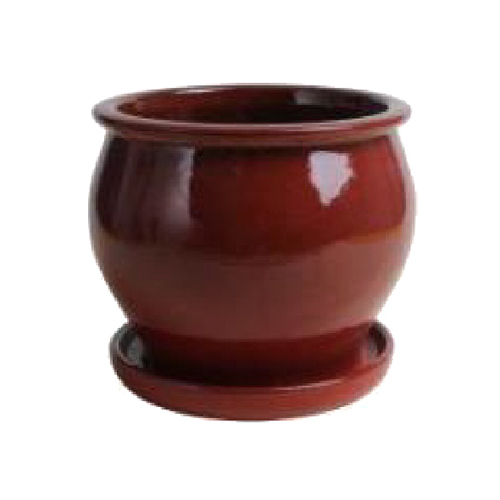 Trendspot DB10021-08G-XCP2 Glazed Ceramic Studio Pot, Red, 8-In. - pack of 2