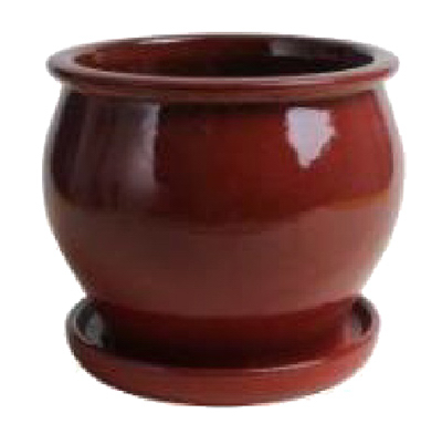 Trendspot DB10021-08G Glazed Ceramic Studio Pot, Red, 8-In.