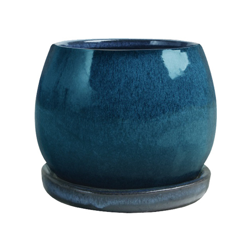 Artisan Planter, Aqua Blue Ceramic, 6-In. - pack of 4