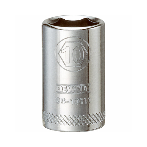 Hand Socket, 10 mm Socket, 1/4 in Drive, 6-Point, Vanadium Steel, Polished Chrome