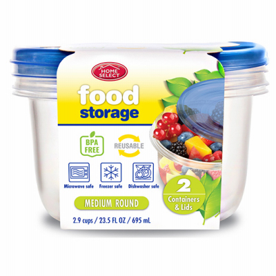 DELTA BRANDS, INC. 11344-12 Food Storage Containers With Lids, Round, 2.9-Cup, 3-Pk.